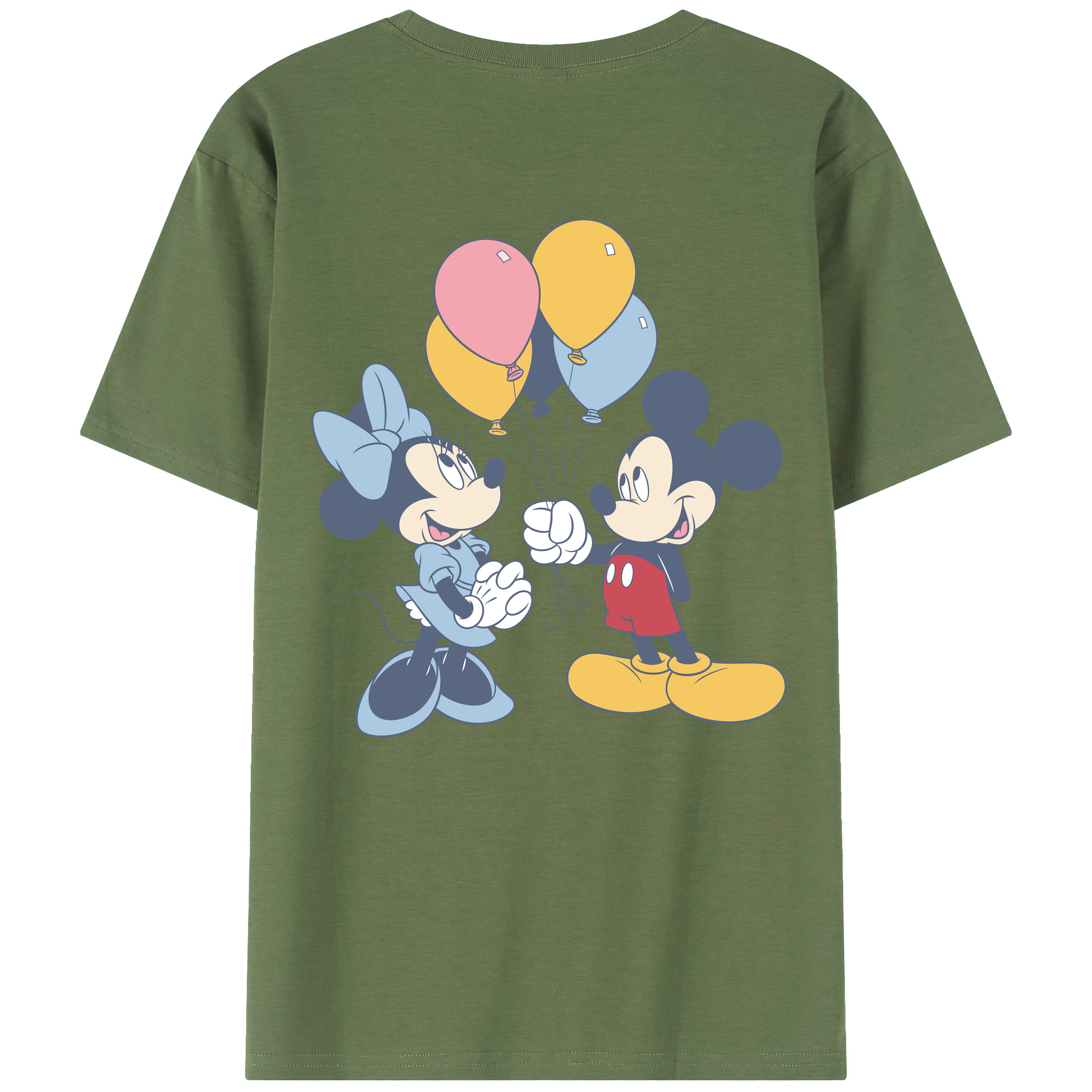 ミッキーマウス Mickey Mouse 綿100％ メンズ半袖Tシャツ（バックプリント） 通気性